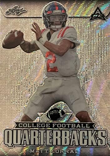 2021 Leaf Metal MATT CORRAL Licensed, Authentic Football College Rookie Card - Silver Wave Parallel - Print Run of only 90 Cards Per Leaf - Ole Miss