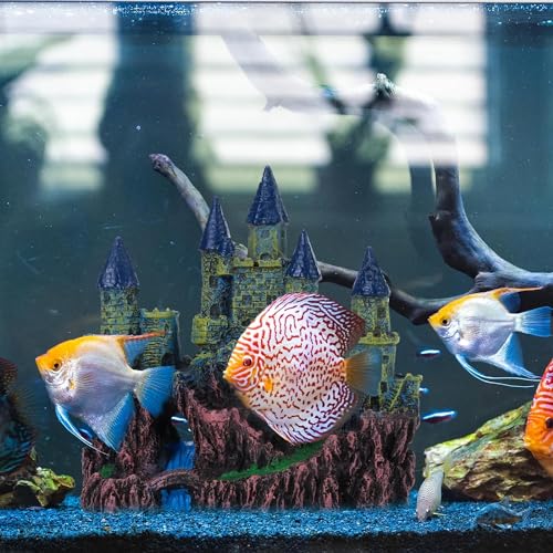 Image of Ancient Castle Fish Tank Aquarium Accessories Fish Hide House Beautiful Aquarium Decoration Ornament for Natural Looking Resin (Size:23 Cm X 9 Cm X 26 Cm)