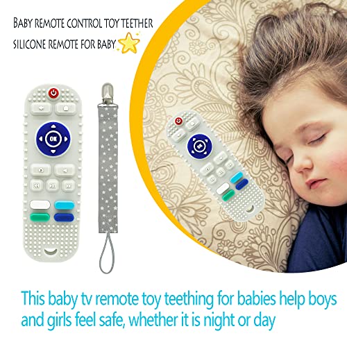 Remote Control Teether Toy For Babies 6 To 12 Months,Baby Teething Toys Tv Remote Shape With Pacifier Clip（White） #TOP2