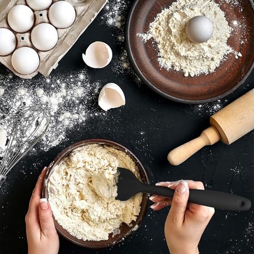 Image of Bagonias Silicone Spatula Set of 6, High Heat Resistant Kitchen Spatulas, One-Pieces Seamless Design, Perfect for Cooking Mixing & Baking and Non-Stick Cookware, BPA Free and Dishwasher Safe,Black