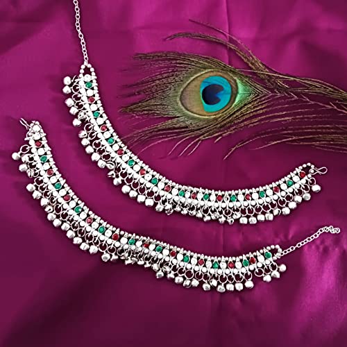 Efulgenz Indian Bridal Anklets for Women Ghungroo Jhanjara Anklet Bollywood Faux Kundan Pearl Ankle Bracelets Set Bell Anklets for Women2
