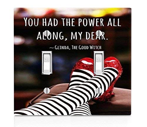 Trendy Accessories Decorative Inspirational Quote Red Slippers Design Print Image Plastic Double Light Switch Wall Plate Cover