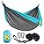 SZHLUX Camping Hammock Double & Single Portable Hammocks with 2 Tree Straps and Attached Carry Bag,Great for Outdoor,Indoor,Beach,Camping,Light Grey / Sky Blue