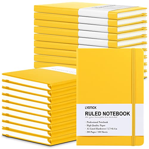 20-pack hardcover yellow notebooks (A5, 5.7x8.4), 80gsm acid-free pages