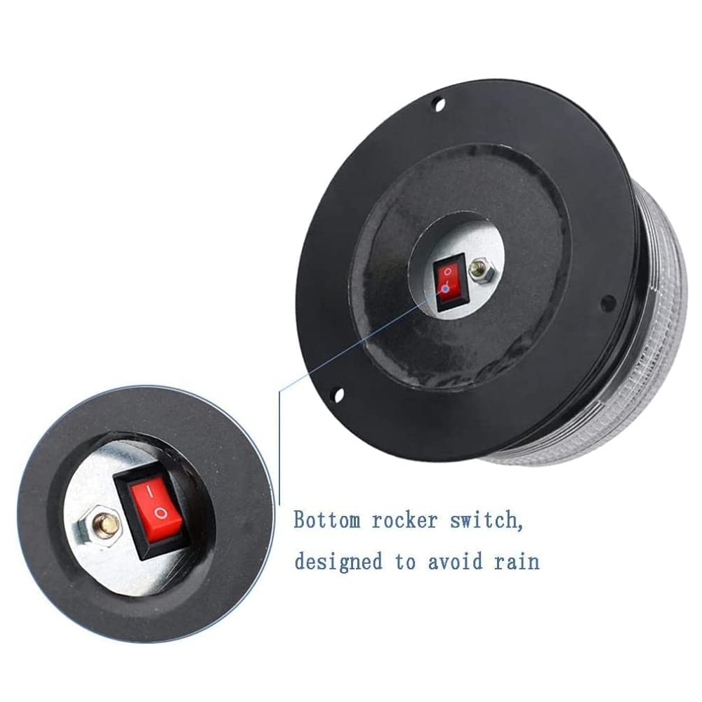 Luce stroboscopica a LED solare con luce stroboscopica di emergenza con base magnetica, luce lampeggiante di recupero impermeabile senza fili color ambra per auto, camion, trattori, SUV (Blue)