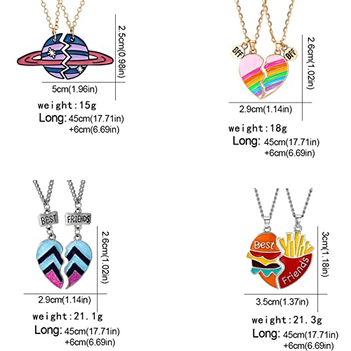 2 Pcs Friendship Pendant Necklace for Women 2-Split Best Friend Forever Necklace Funny Burger and Fries Statement Necklace Teen Girls Jewelry Birthday Gifts Gold Moon Pendant3