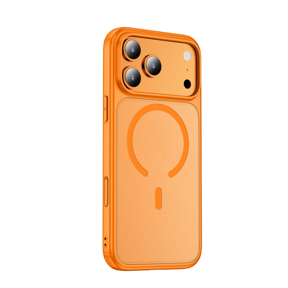 Coque iPhone 17 Pro mate anti-traces avec aimant orange pour recharge - 8