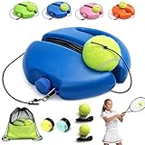 2026 New Tennis Ball Training Baseboard - Solo Tennis Trainer Rebound Ball with Anti-Tangle String & Weighted Anti-Slide Base, Portable Practice Equipment for Adults, Beginners (Blue,1Set + 2Ball)