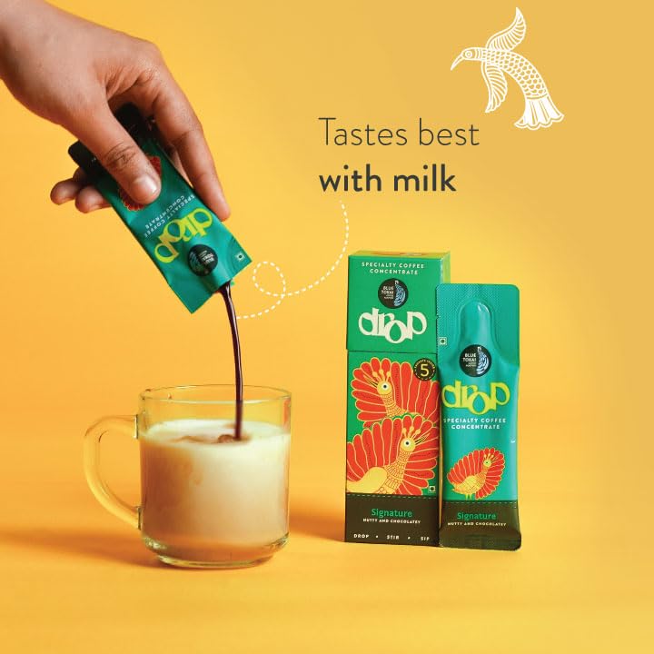 Image of Blue Tokai Coffee Roasters Drop Signature | Liquid Coffee Concentrate | 100% Arabica | Ready to Use Coffee | Hot or Cold | Pack Of 5 Sachets | 20ML Each | Instant Coffee | Specialty Coffee Concentrate