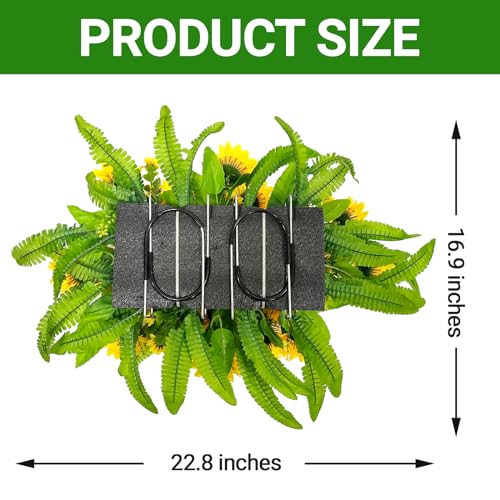 Headstone Flower Saddles Silk Realistic Yellow Grave Flowers for Cemetery Sunflower Outdoor Sympathy Memorial Day Flowers Arrangement image 4