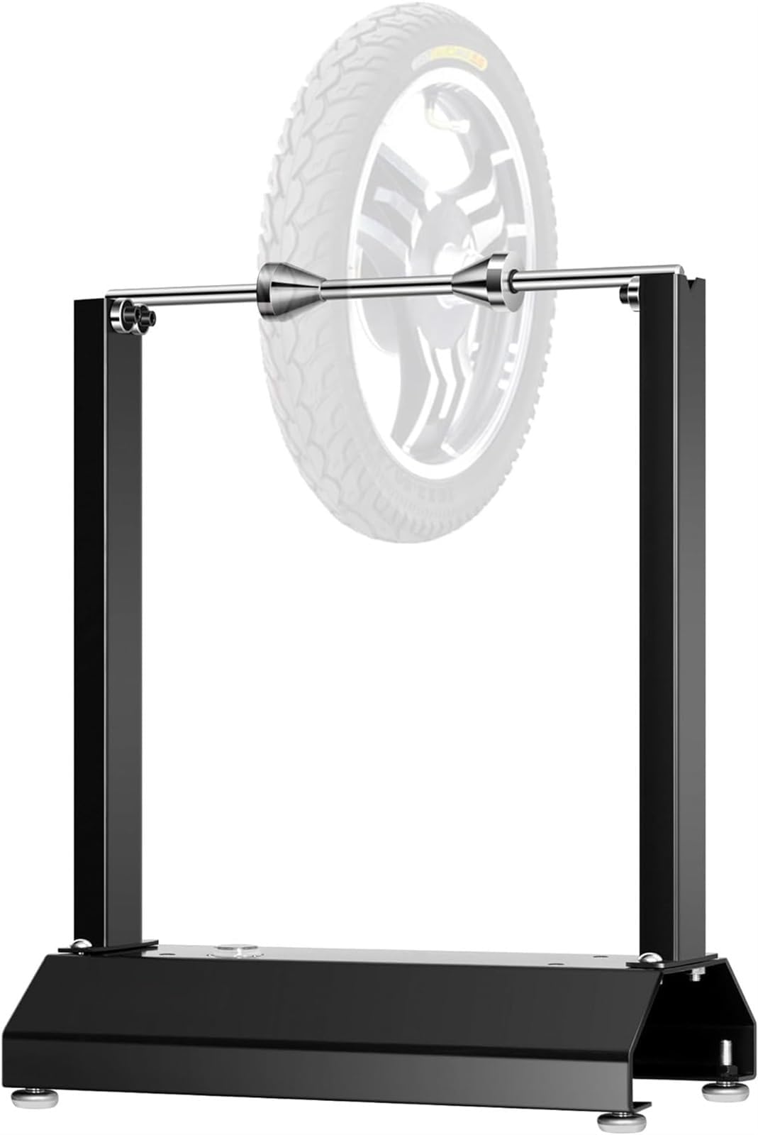 THE WHITE SHOP Motorcycle Bike Wheel Balancer, Rim Tire Balancing Spin Static Truing Stand w/Adjustable Centering Cones Inch,Black 16.1 * 8.6 * 20 inch