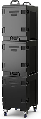 COSTWAY 3 bandejas aisladas de carga final con ruedas, para 5 bandejas de tamaño completo, capacidad de 81 cuartos de galón, material LLDPE de grado