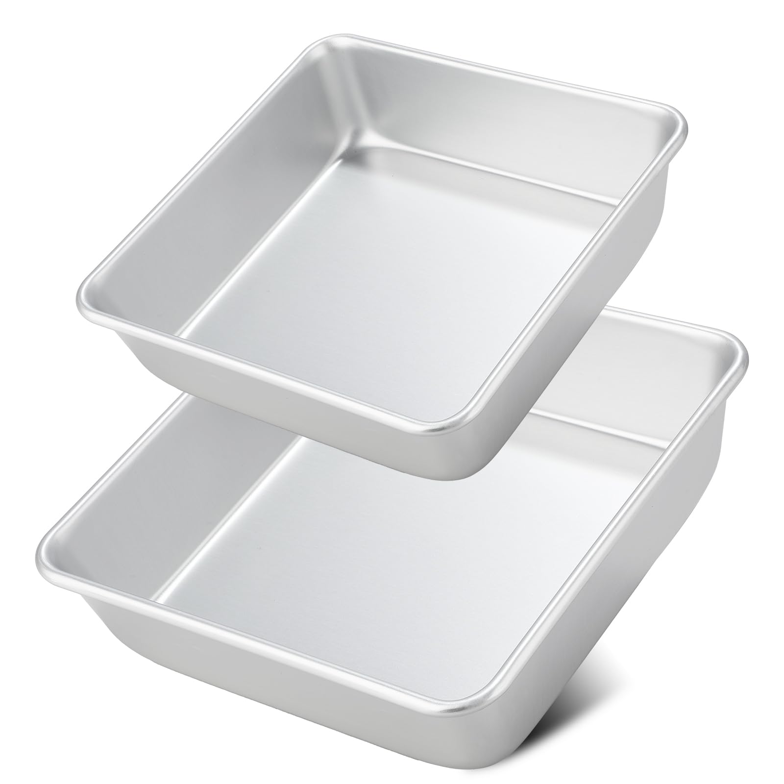 Set 2 Teglia da Forno Quadrata per Friggitrice ad Aria e Forno, per crostate, brownies e altro ancora, 16,5 e 21,5 cm, Argento