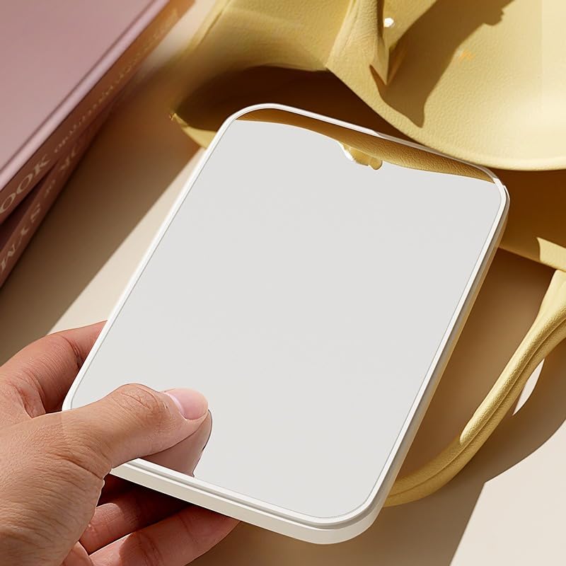 Espejo de Maquillaje Cuadrado Plegable Portátil Blanco miniatura 3