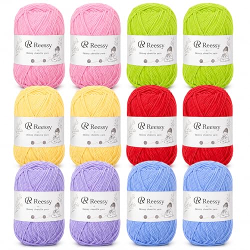 Image of Skinny Chenille Yarn for Crocheting - 12 Pack Soft Matte Fine Chenille, 50g /158yd Each (1896yd Total), CYC #2 Baby Blanket Yarn for Plush Toys, Blankets & Large Projects(Pastel Mix)