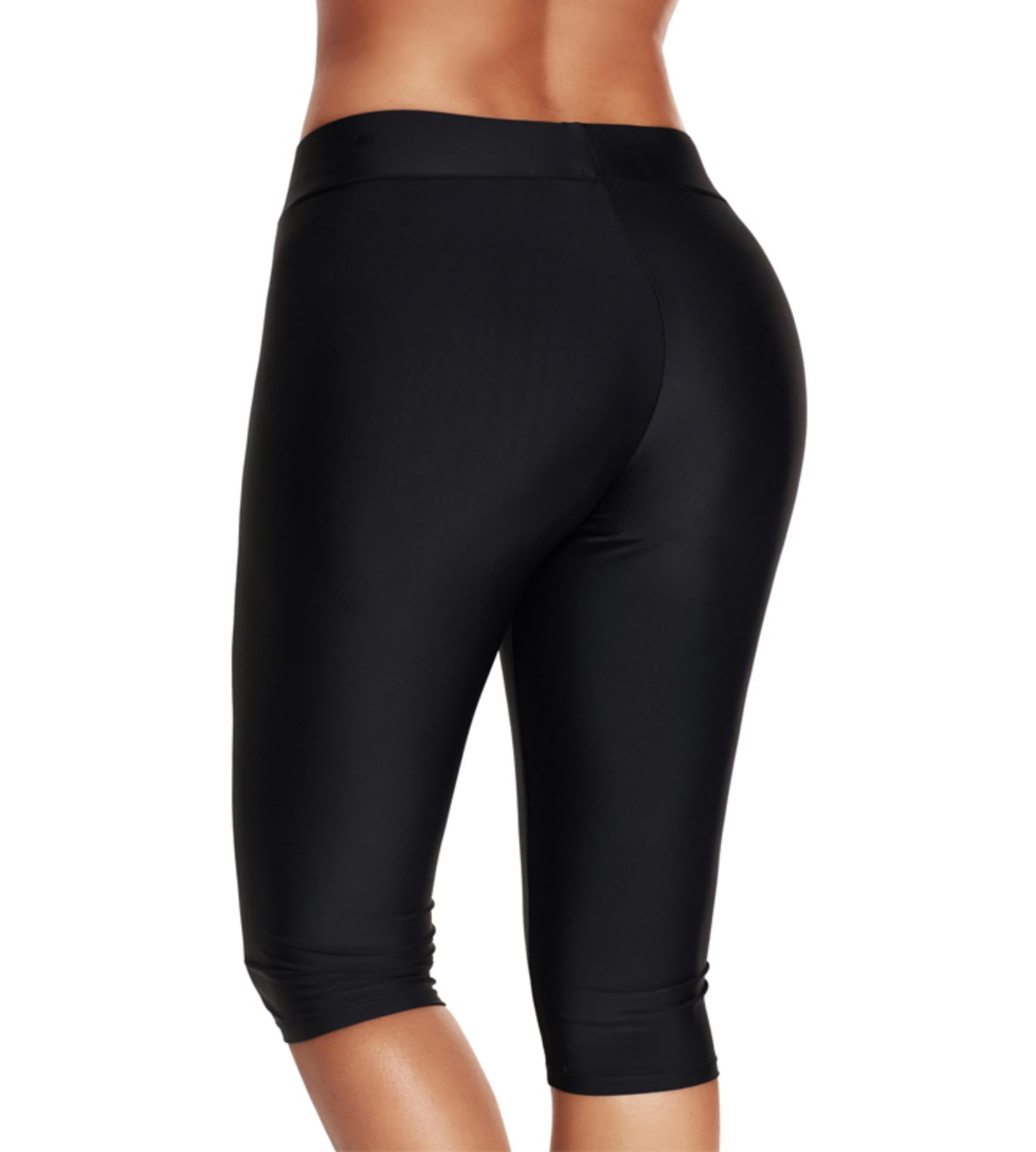 Legging de bain long taille haute pour femme - Collants de course 3/4 - Coupe ajustée - Taille élastique