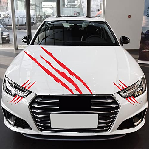 Image of Car Decals Claw Mark Stickers to Cover Hood Headlights Scratches, Modified Cars /Vans /SUVs /Trucks, Pack of 3 (Red)