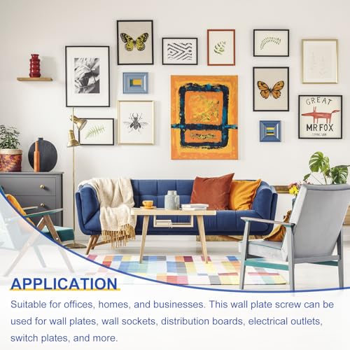 QUARKZMAN 50 Stück Wandplattenschrauben, 9/16 lang 10.5x3.2mm Schwarz Schlitz Schrauben 6-32 Gewinde Steckdosen-Schrauben ovaler Kopf mit gefrästem Schlitz Panel-Schalterplattenschrauben