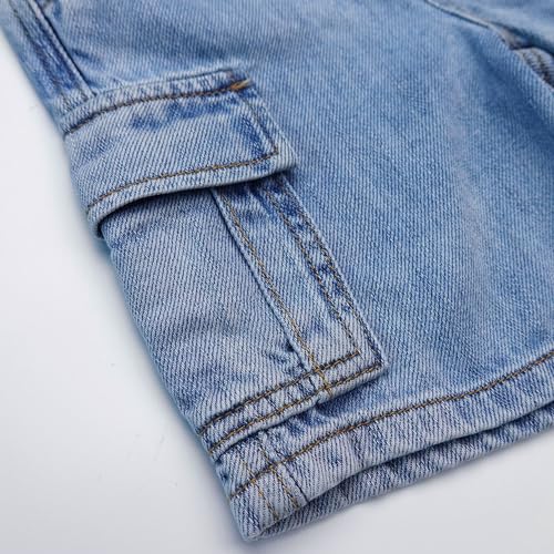 KIDSCOOL SPACE Baby Little Big Boys Shorts,Girls Ribbed Elastic Waist Summer Half Pants Cargo Jeans3