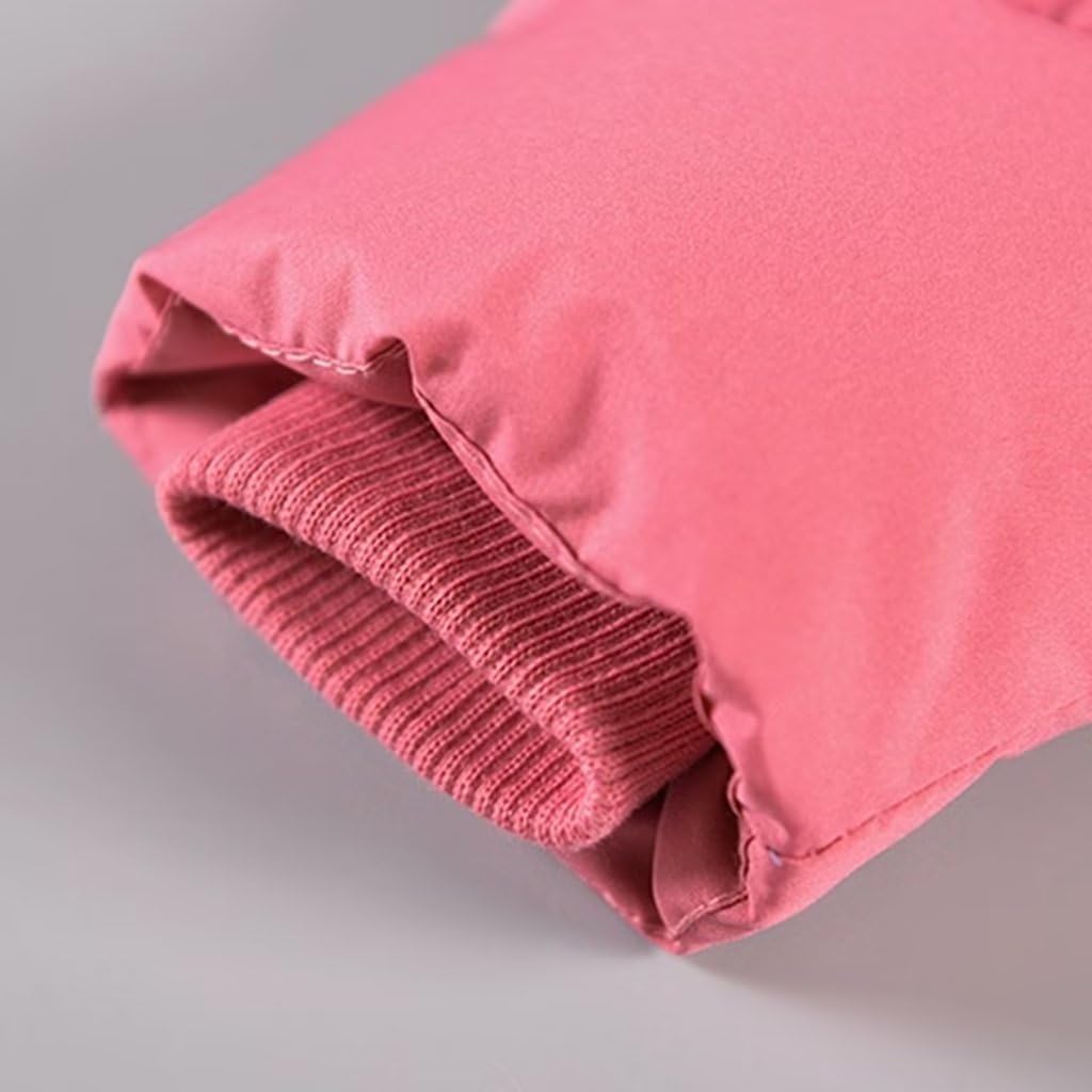 linboo Manteau Fille Doudoune Chaud Veste à Polaire Enfant Blouson d'Hiver à Capuche Fourrure Epaisse Rembourré Parka avec Gants