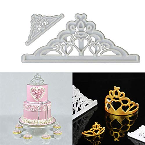 Wixine 2Pcs Crown Chocolate Mold Silicone Mold Fondant Pastry Baking Decor Tools