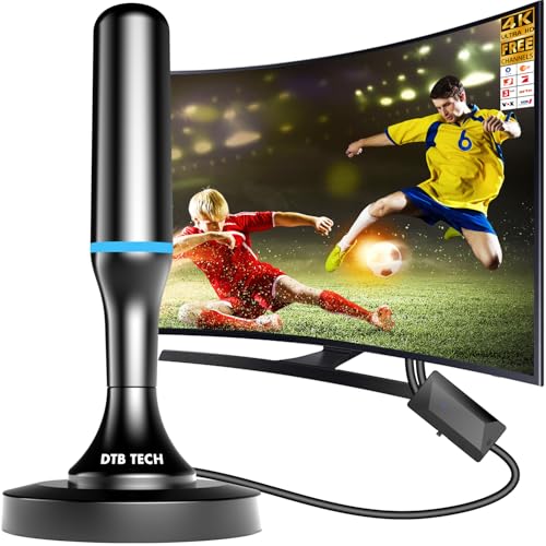 Zimmerantenne Dvbt2 antenne mit verstärker innen Dvbt antenne Dvb-t2 Zimmerantenne für Fernseher Wave max antenne 360 Allroundempfang 4K/1080P HD ideal für lokale Sender (zylindrisch)