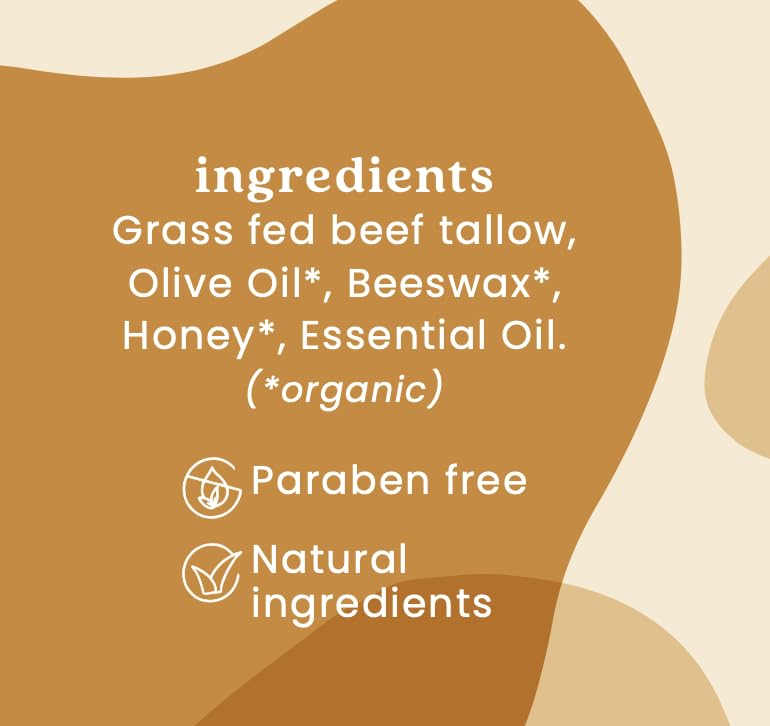 Miniatura 2 de Bálsamo de miel y sebo sin batir - Hidratante corporal y facial - 100% sarga de ternera alimentada con pasto - 4 onzas - Sin perfume (sin aceites