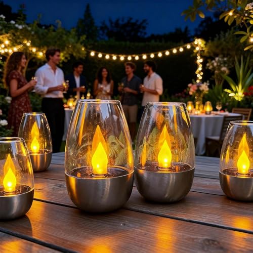 Bougies de table étanches et réutilisables à énergie solaire x6