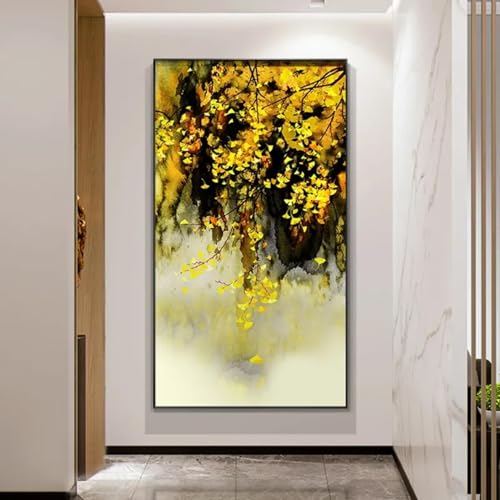 Toile murale feuille d'abricot doré 60x100 cm | Poster minimaliste sans cadre pour salon