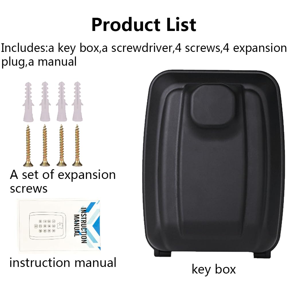 Boite A Clef en Alliage De Zinc Boite A Cle Securisee Exterieur Étanche avec Code d'urgence 12 Chiffres Boite A Clefs Murale pour École Maison Bureau,Black