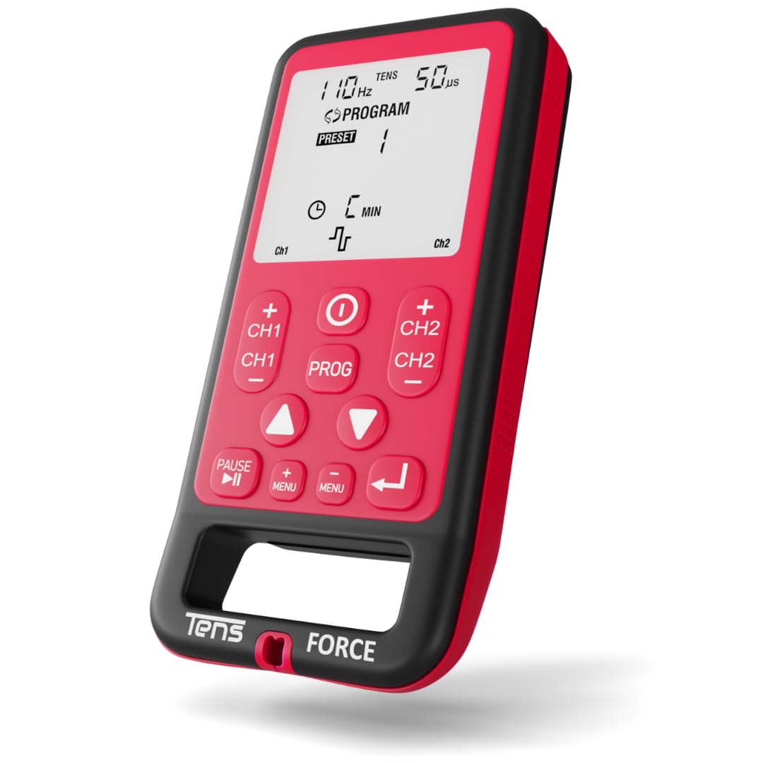 Tens Force Electroestimulador Profesional EMS, Fisioterapia y Rehabilitacion Muscular, Ciatica Fascitis Plantar Lumbalgia Rodilla Dolor Menstrual - 18 Modos