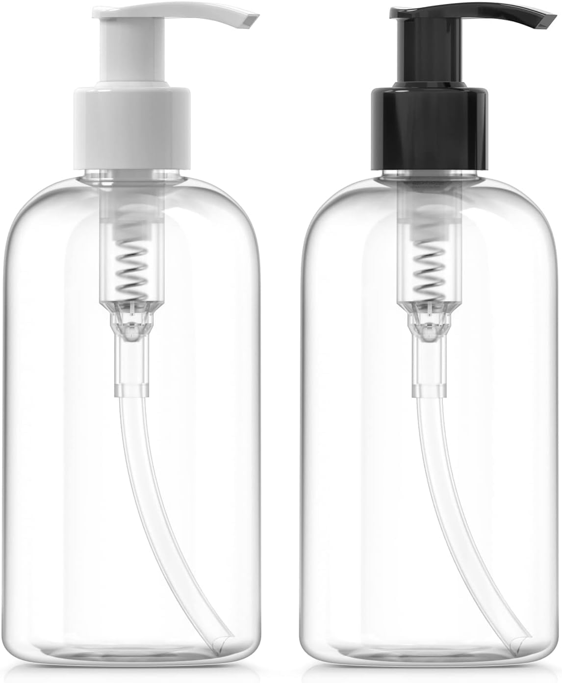 PHARCOS 2 PCS Refillable Shampoo and Conditioner Combo Bottles with Pump 10oz (300ml)– Clear Transparent Plastic Pump Bottles Dispenser Empty - BPA Free Leak Proof Hand soap Dispenser Set.
