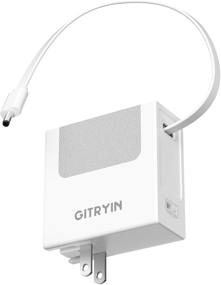 Gitryin 12V 2.5A Power Supply Adapter with Retractable 31.5in DC Power Cord, 30W Retractable Charger with Foldable Plug, Compatible for LED Strip Light, Camera, BT Speaker, GPS, Webcam, Router, TV Box