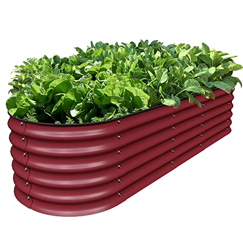Olle Galvanized Raised Garden Beds Outdoor 17' Tall 12 in 1 Planter Raised Beds for Growing Herbs Vegetables Flowers Raised Garden Beds, Barn Red