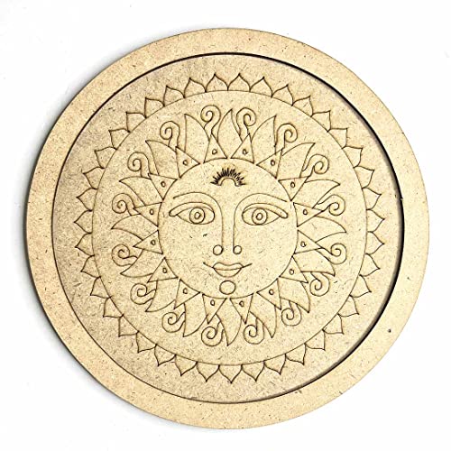 Image of Adikala Chandroli With MDF Engraved Design Wall Plate Base with Frame Cutout for DIY Craft
