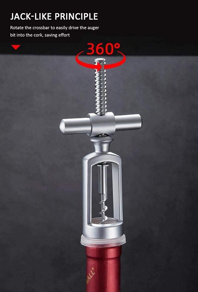 MRKU Sacacorchos de ala de Vino, 1 Unidad, aleación de Zinc única, Rojo, portátil, con Cierre Triangular, Extractor de Corcho, Utensilios de Cocina y Bebidas.