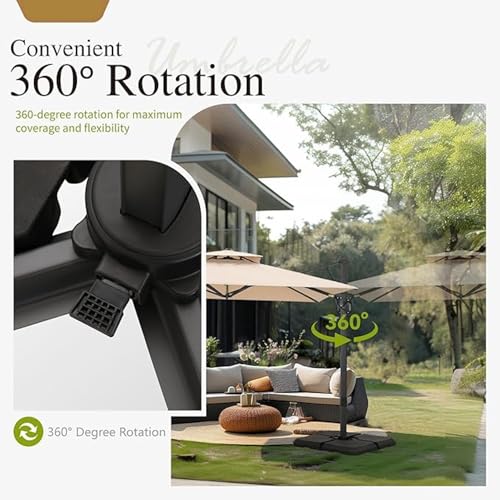 Image of THESHELTERS - Premium Garden Umbrella 360 Degree Rotating Stylish and Durable Outdoor Garden Umbrella with Heavy-duty Water Base (95Kgs)- Patio and Lawn Umbrella, 2.5x2.5m Big Size Outdoor Umbrella with Stand