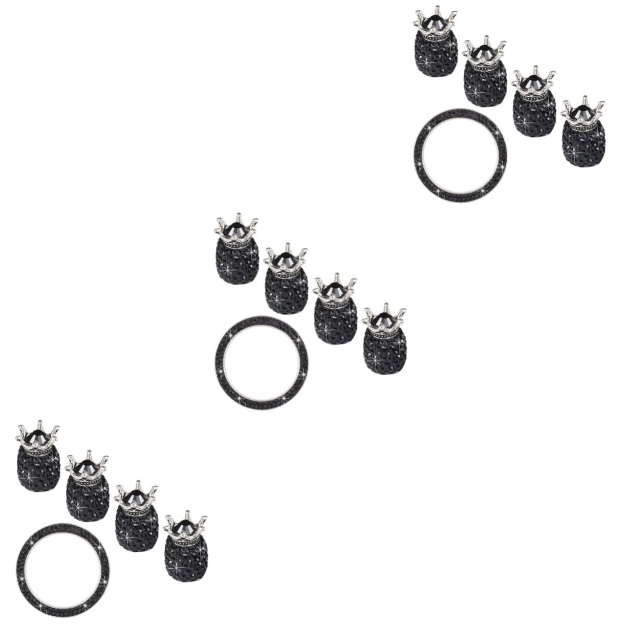 GLEAVI 15stücke Teiliges Set Rhinestone Ventilkappen Und Zündknopf- Auto-Dekoration Schwarz Schützt Vor Wasser Und Langlebiges Material Für Fahrzeuge