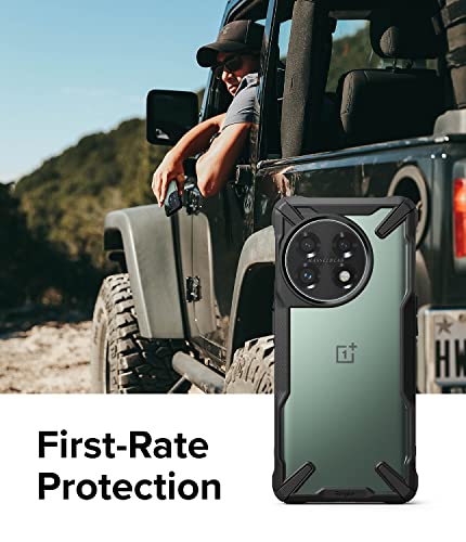 Image of Ringke Fusion-X Compatible with OnePlus 11 5G Case Cover Transparent Hard PC Back Soft Flexible TPU Bumper Scratch Resistant Shockproof Protection OnePlus 11 Back Cover - Black (Not for 11R)