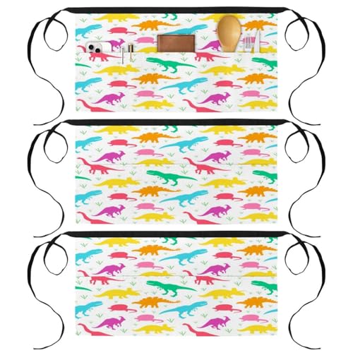 Tablier court de chef multicolore avec 3 poches pour restaurant et nettoyage de maison