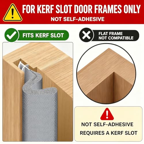 Image of 40FT Kerf V‑Shaped Weather Stripping Door Seal, Press‑in Seal for Pre‑Cut Slot Doors, Not Self‑Adhesive, Soundproof Draft Blocker for Exterior Front Doors, Fits Large Gaps, Easy DIY Install (Grey)