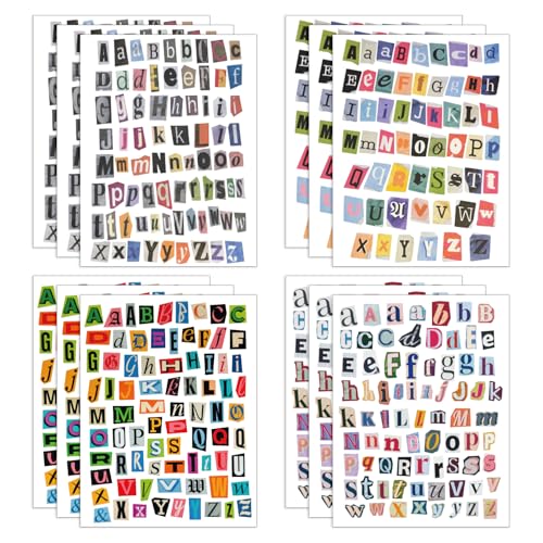 852pcs Magazine Letter Stickers Vintage Scrapbook Letters Stickers Small Ransom Alphabet Sticker for Scrapbooking Supplies Journaling Laptop Water Bottle DIY Crafts Gift Junk Journal (Journal12)