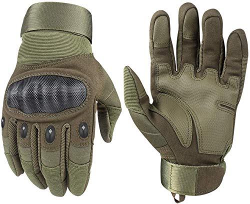 HIKEMAN Tactical Army Military Rubber Hard Knuckle Outdoor Full Finger Gloves for Men