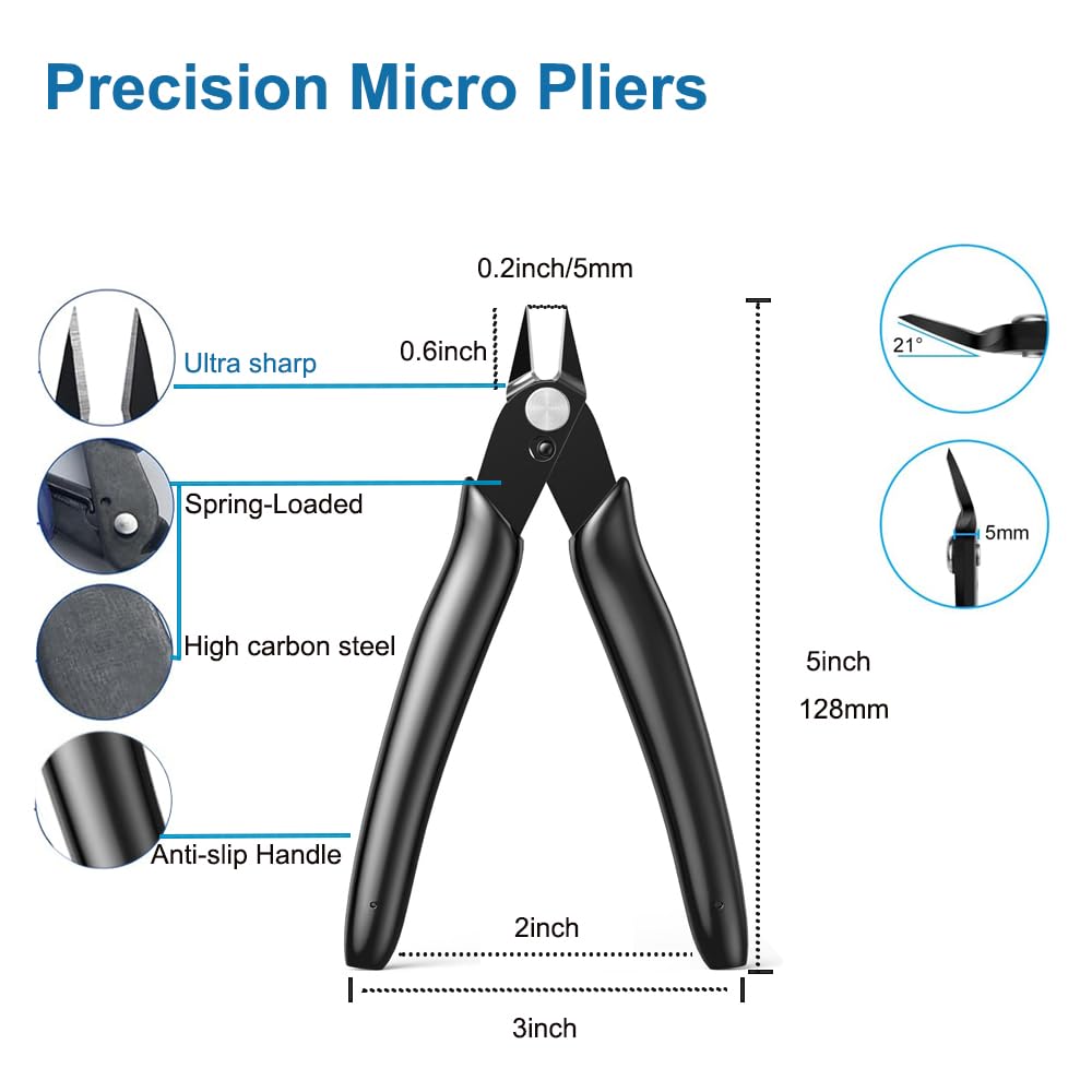 Wire Cutters, Flush Cutters Precision Spring-Loaded Side Cutter - Image 4