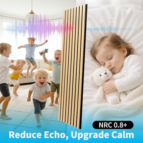 Image of Art3d 94.5 x 12.8 Inch Soundproof Wood Textured Wall Panels, 4-Pack, Oak