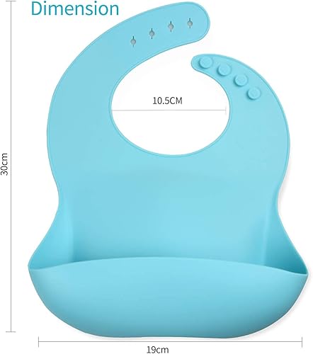 Miniatura 8 de Babero de silicona para bebé, sin BPA, baberos impermeables, suaves, duraderos, ajustables, 3 piezas de baberos de silicona para bebés y niños