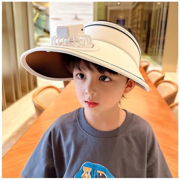 Wander Panda Kids Summer Outdoor Sports Cap with USB Rechargeable Fan Adjustable Hiking Hat UPF 50 Sport Sun Visor Hats Empty Top Baseball Cap Girls and Boys Sun Hat Yellow4