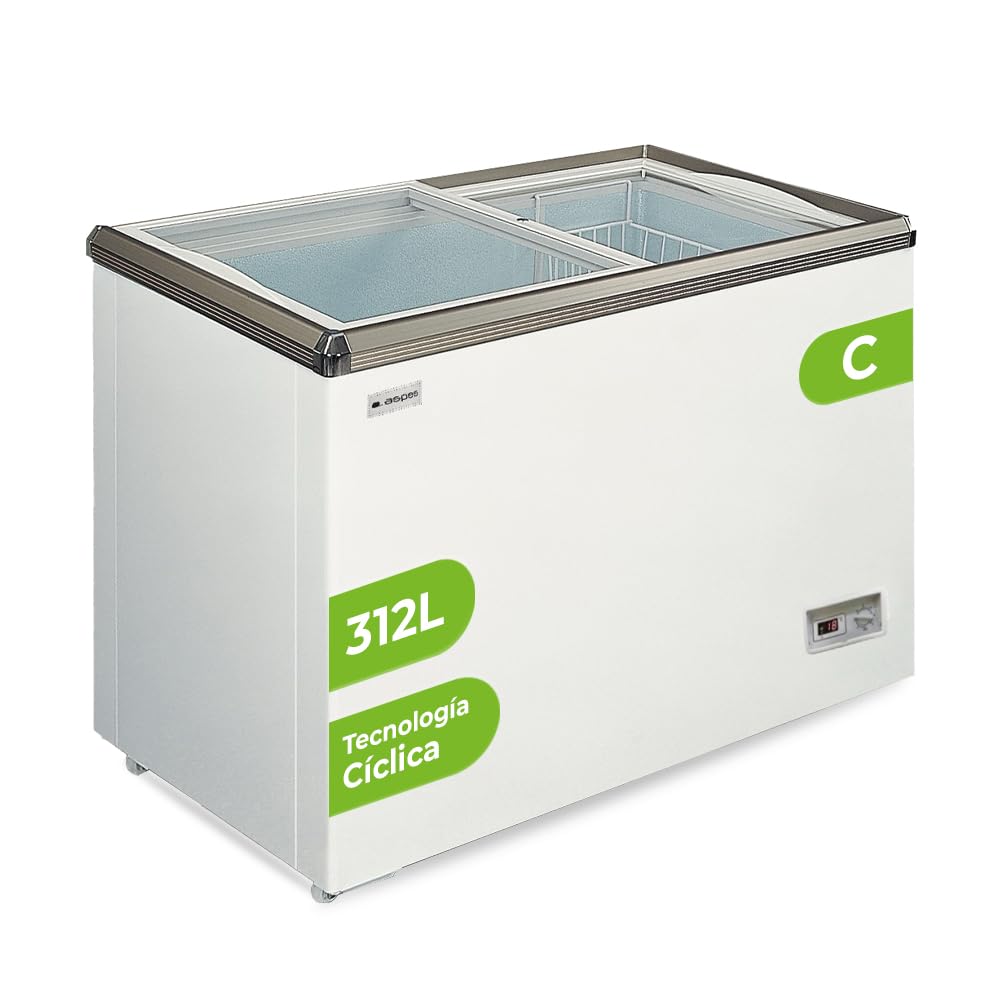 Aspes Congelador Horizontal Horeca Blanco ACHH3501DDCG. Capacidad 312 Litros, 1 Cesta, Bajo Nivel Sonoro, Eficiencia Energética Clase E