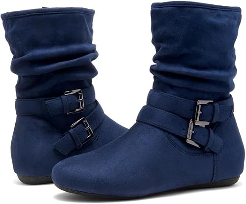 Miniatura 7 de Herstyle Lindell - Botines planos para mujer, a la moda, holgados, a media pantorrilla