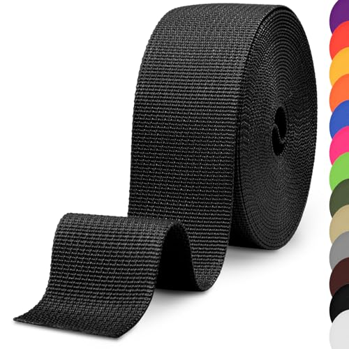 Image of CooBigo 12 Yards Webbing 1 inch & 1.5 inch & 2 inch Polypropylene Webbing Strap 1 Inch 1.5 Inch 2 Inch Wide Webbing Strapping for Bags /Lawn Chair /Pool Solar Cover DIY Crafting